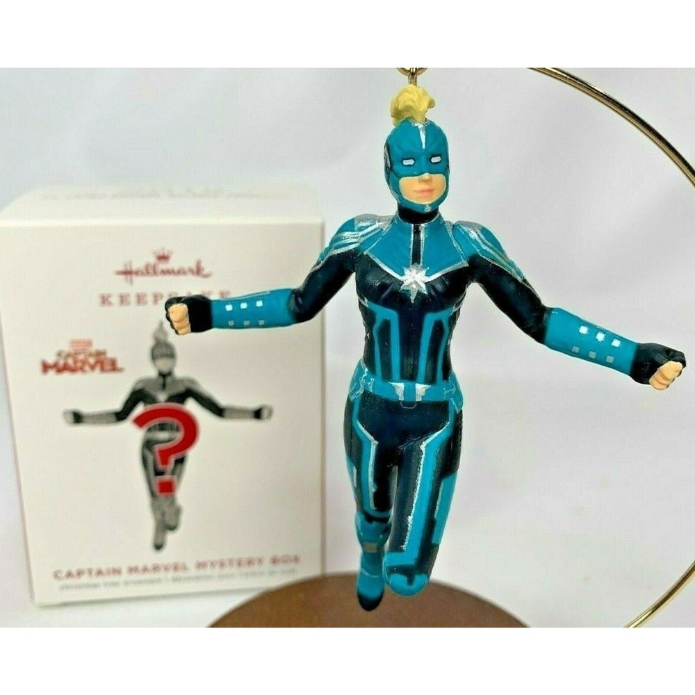 Hallmark Captain Marvel Blue-Green Keepsake Mystery‎ Ornament  Teal 2019 NEW